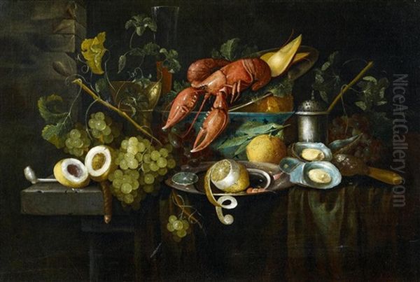 Stillleben Mit Hummer, Fruchten Und Austern Oil Painting by Michiel Simons