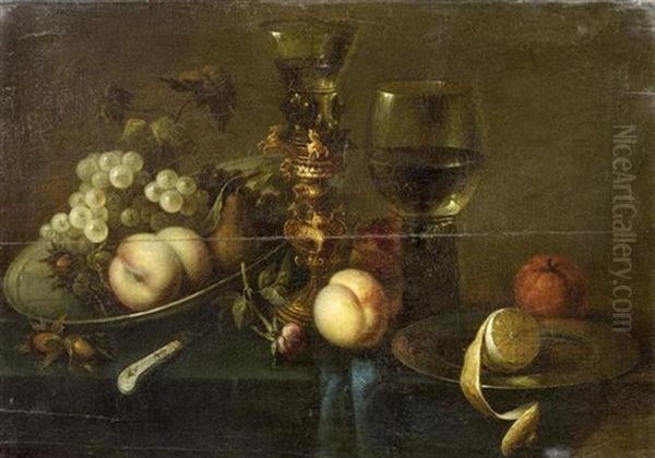 Stilleben Mit Fruchten, Romer Und Kelch Oil Painting by Michiel Simons