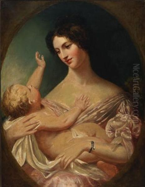 Lady Warton And Child Oil Painting by William Bradley