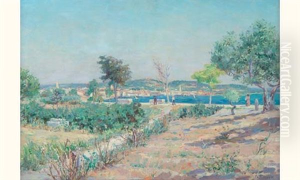 Promenade Au Bord De Mer (+ Chemin Mediterraneen; 2 Works) Oil Painting by Paul Simons