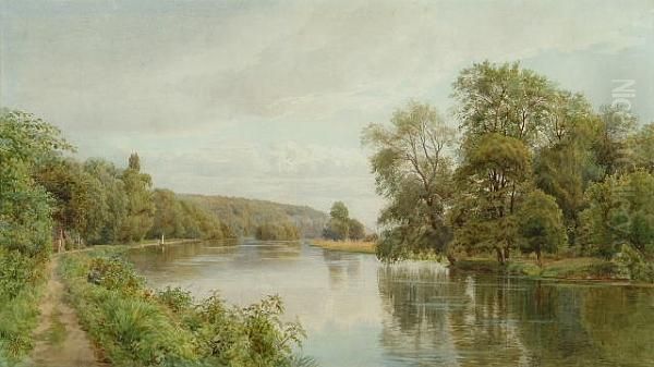 Fishing On The Thames Oil Painting by William Bradley