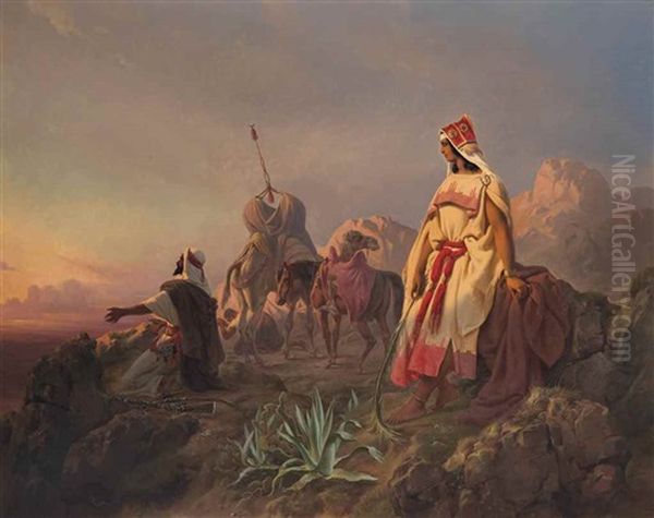 Prayers In The Desert Oil Painting by Niels Simonsen