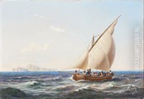 A Group Of Italians In The Mediterranean Sea Oil Painting by Niels Simonsen