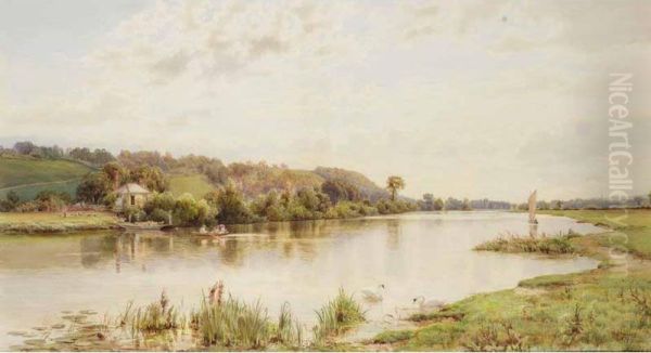 The Thames At Marlow Oil Painting by William Bradley