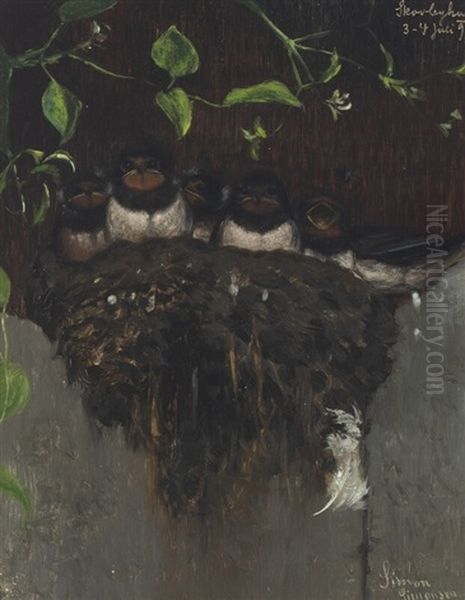 From A Birds Nest Oil Painting by Simon Simonsen