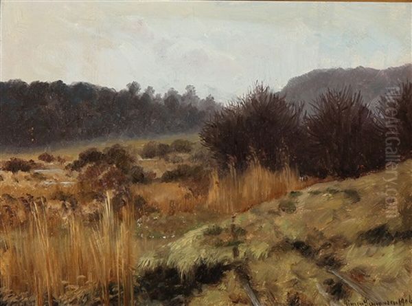 View From Ordrup Bog Oil Painting by Simon Simonsen