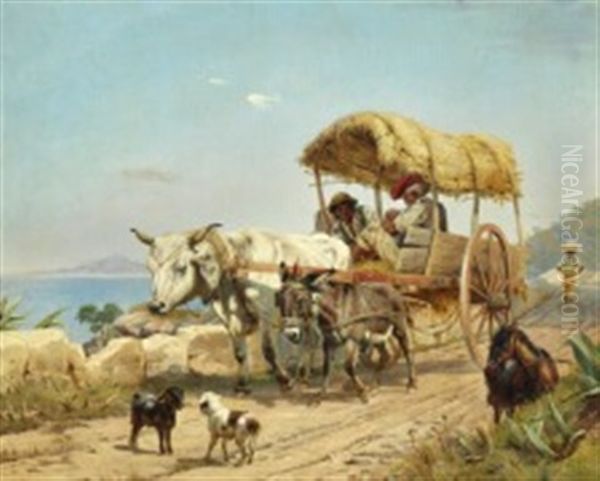 A Vehicle From Massa At Naples Oil Painting by Simon Simonsen