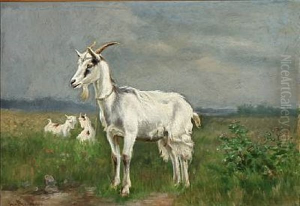 Grazing Goats Oil Painting by Simon Simonsen