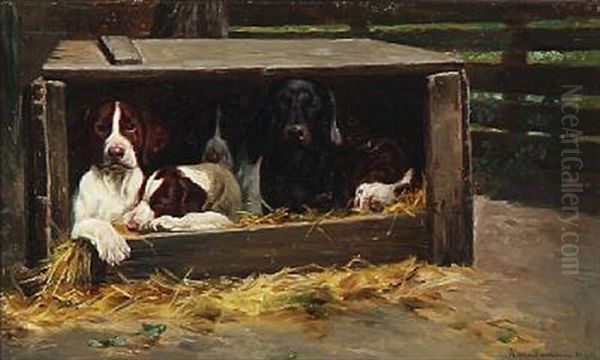 The Dogs Are Resting Oil Painting by Simon Simonsen