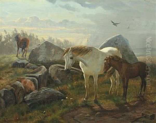 Wild Horses Oil Painting by Simon Simonsen