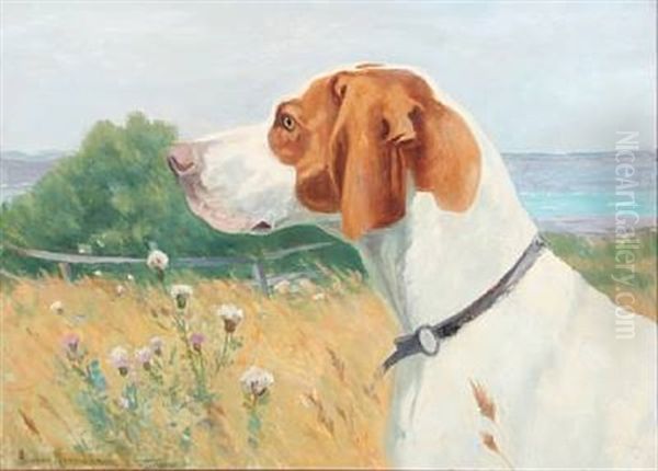 Hunt Dog Oil Painting by Simon Simonsen