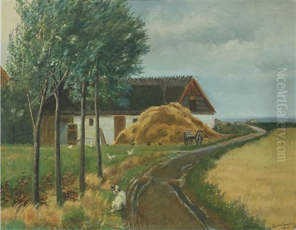 Farm Exterior Oil Painting by Simon Simonsen