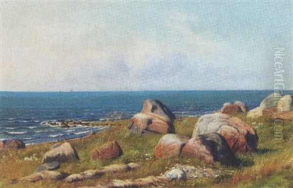 Kystparti Med Store Sten, Antagelig Bornholm Oil Painting by Simon Simonsen