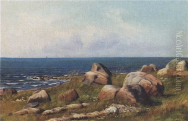 Kystparti Med Store Sten, Antagelig Bornholm Oil Painting by Simon Simonsen