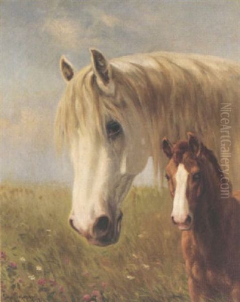 Horses Oil Painting by Simon Simonsen