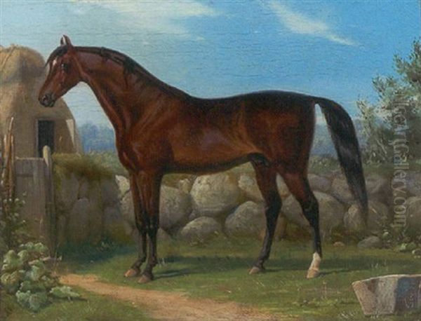 En Hingst Fra Frederiksborg Stutteri Oil Painting by Simon Simonsen