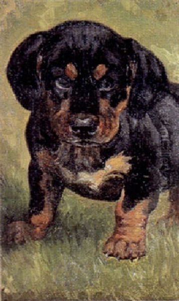 Gravhundehvalp Oil Painting by Simon Simonsen