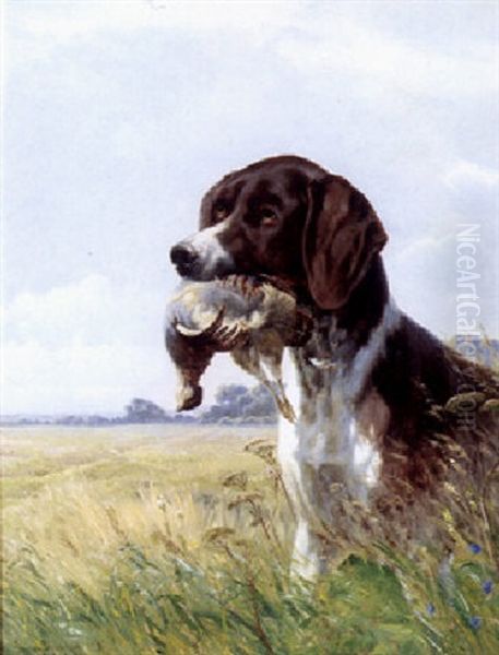 Pointer Med Sit Bytte Oil Painting by Simon Simonsen