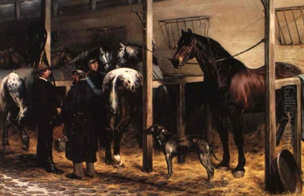 In The Stables Oil Painting by Simon Simonsen