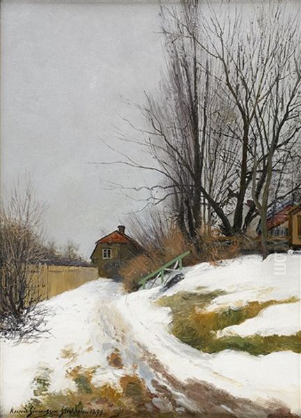 Motiv Fran Stora Sjotullen, Djurgarden Oil Painting by Konrad Simonsson