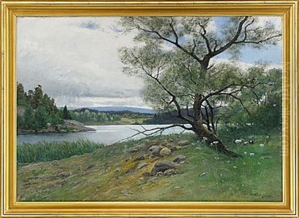 Skargardslandskap Oil Painting by Konrad Simonsson