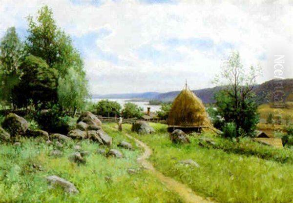 Solig Sommardag Oil Painting by Konrad Simonsson