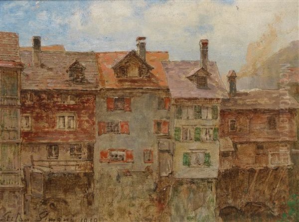 Row Of Houses In Dornbirn Oil Painting by Stefan Simony