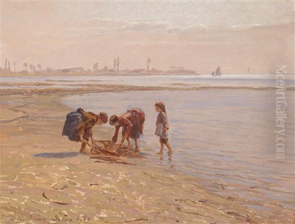 Die Muschelsammler Oil Painting by Stefan Simony