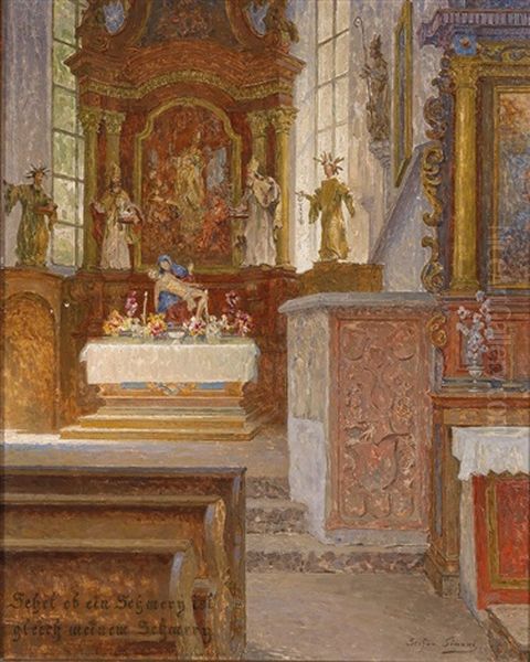 Blick Auf Den Altar Von St. Nikolaus In Bad Gastein by Stefan Simony