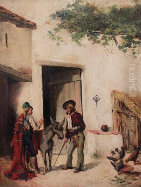 Peasants Bargaining Oil Painting by Stefan Simony