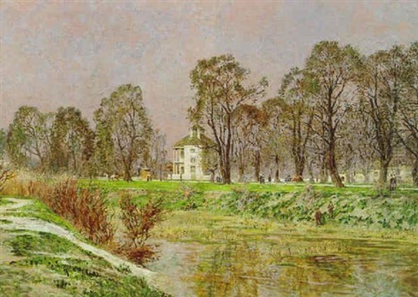 Das Lusthaus (heustadlwasser) Im Prater Oil Painting by Stefan Simony