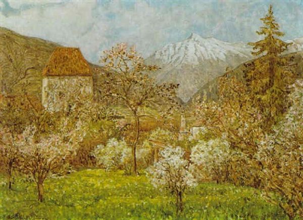 Baumblute In Meran Oil Painting by Stefan Simony