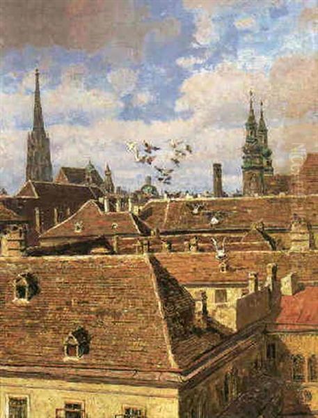 Blick Auf Dacher Und Turme Von Wien Oil Painting by Stefan Simony