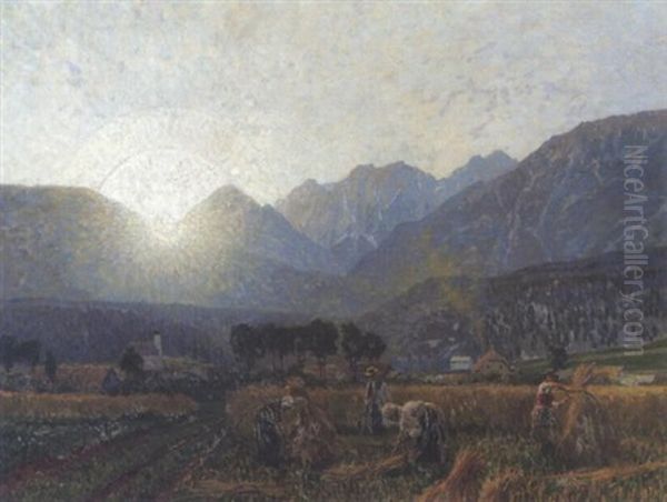 Sonnenuntergang Im Gurgeltal, Tirol Oil Painting by Stefan Simony