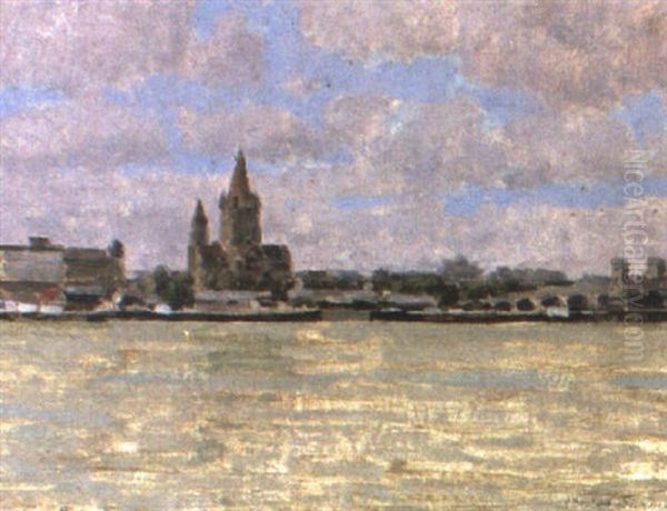 Donau In Wien, Alte Reichsbrucke Oil Painting by Stefan Simony