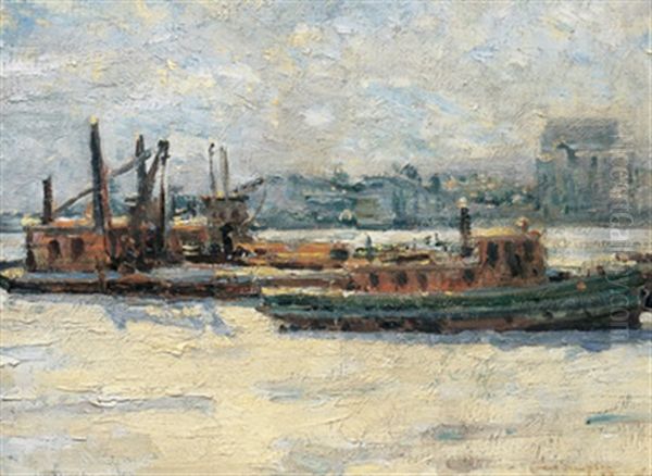 Tug Boats Oil Painting by Charles Walter Simpson