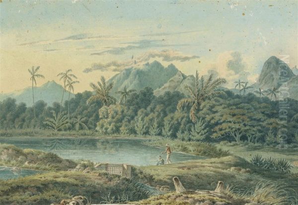 Port Louis (from The Offing); Powder Mills, Pamplemousses; Near Monplaisir; And The Banyan Tree Oil Painting by S. Bradshaw