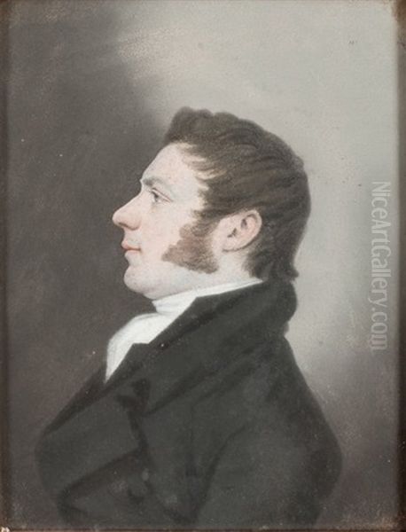 Portrait D'homme De Profil A La Veste Noire Oil Painting by Thomas Simpson