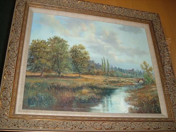 Riverlandscape Oil Painting by S. Bradshaw