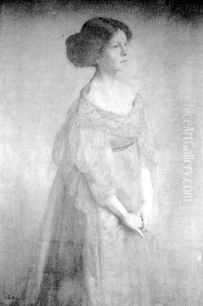 Portrait Of Mrs Agnes Helen Sims, Nee Macwhirter Oil Painting by Charles Sims