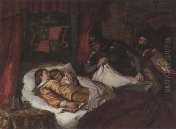 The Death Of Edward V And His Brother Richard, Duke Of York, In The Tower, 1483 Oil Painting by William Simson