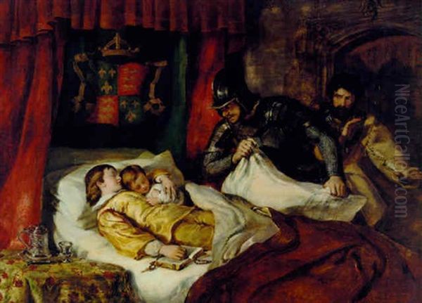 The Death Of Edward V And His Brother Richard, Duke Of York, In The Tower, 1483 Oil Painting by William Simson