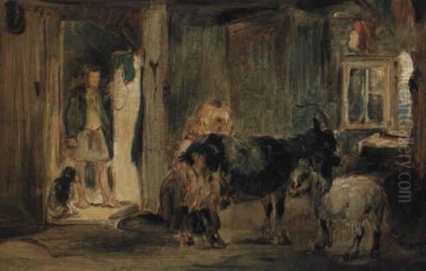 Goatherd's Cottage Oil Painting by William Simson