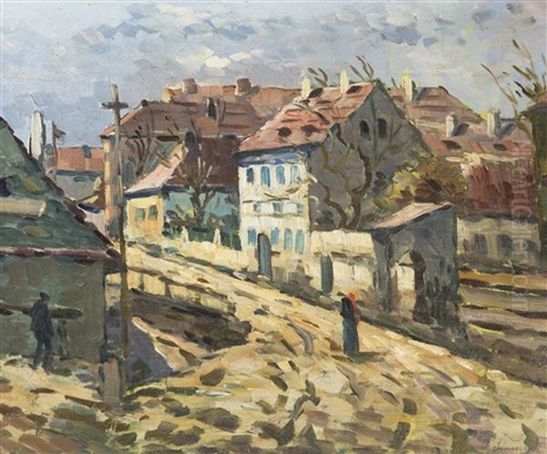 A Motif From Old Vrsovice Oil Painting by Jaroslav Simunek