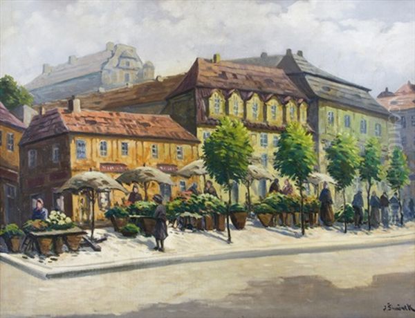 Kvetinovy Trh Oil Painting by Jaroslav Simunek