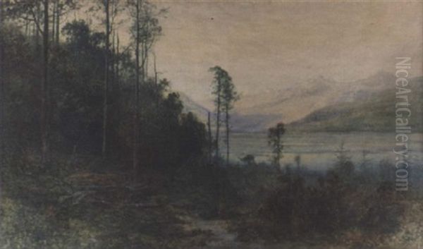 The Last Gleam Of Sunshine, Kinloch, North Island, New Zealand Oil Painting by Alfred Wadham Sinclair