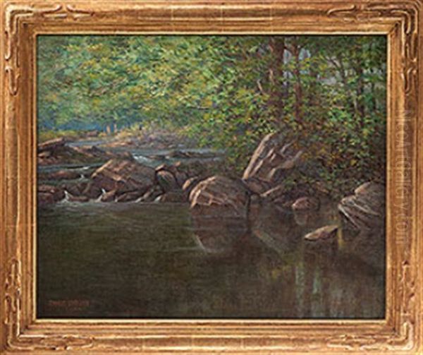 Forest Stream Oil Painting by Charles James Sindelaer