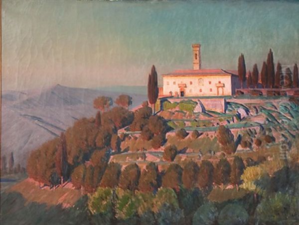 Hilltop Monastery Oil Painting by Knud Sinding