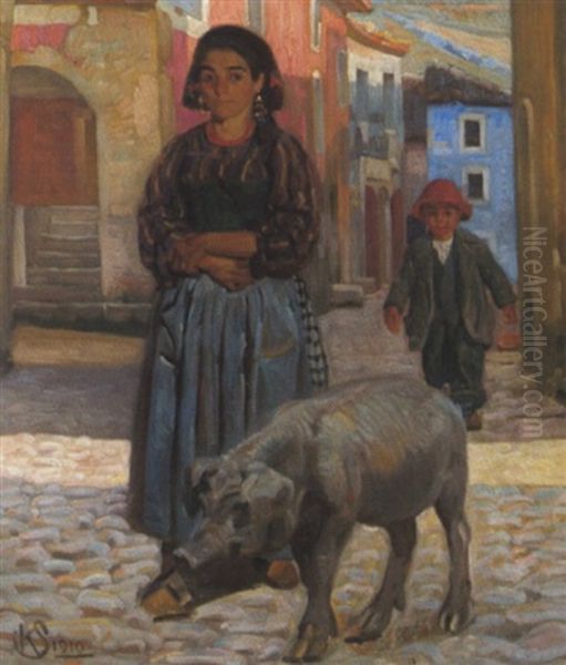 Dorfszene In Civita D'antino Oil Painting by Knud Sinding