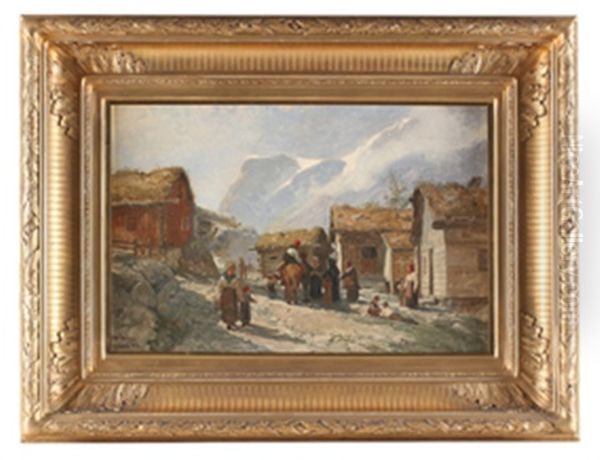 Folkeliv Oil Painting by Otto Ludwig Sinding